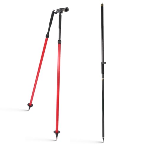 DMITER Surveying Bipod Aluminum Stand with Telescopic Struts, Carbon Fiber GPS Pole 6.56FT/2M x 2 Section Pole with 5/8” A...