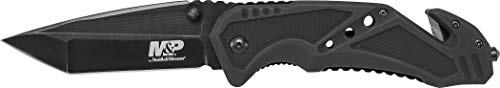 Smith & Wesson M&P SWMP11B 8.9in High Carbon S.S. Folding Knife with 3.8in Tanto Point Blade and Aluminum Handle for Outdo...