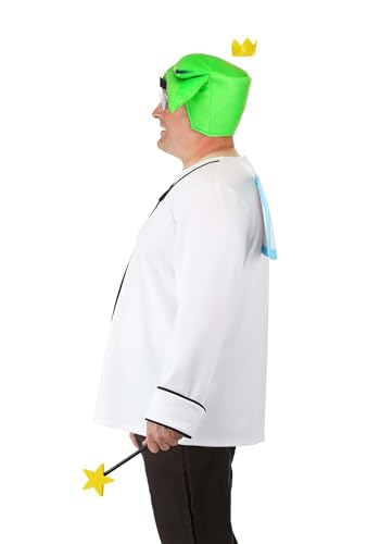 Mens Plus Size Fairly OddParents! Cosmo Costume with Headpiece, Glasses, Wand, & Wings - Halloween Cosplay
