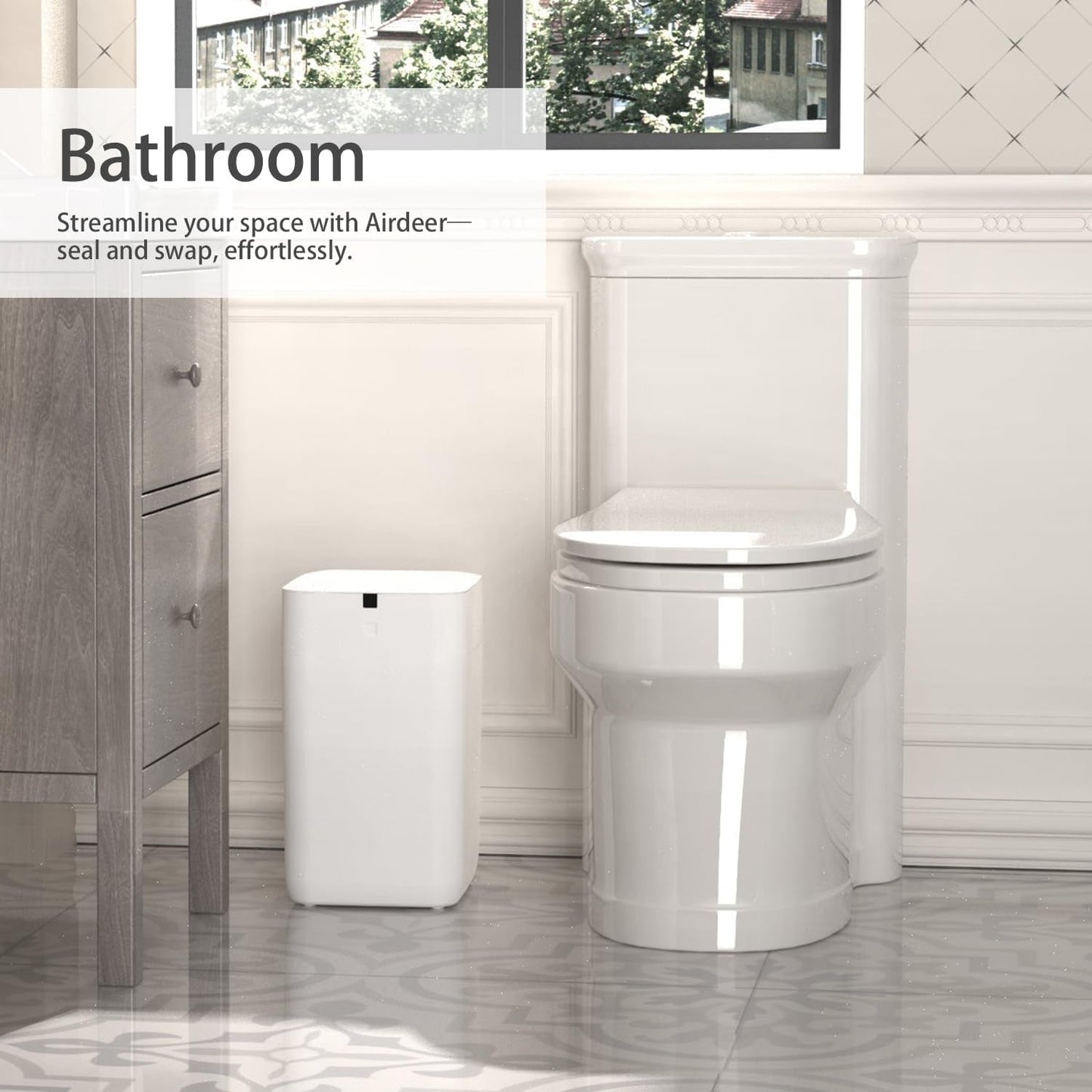 Automatic Trash Can, 4 Gallon Self Sealing and Self-Changing Smart Trash Can, Motion Sensor, Touchless Garbage Can with Lid for Kitchen Bathroom Bedroom Office, 6 Refill Rings(A1, White)