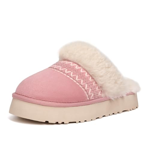 HHUQ Slippers for Women, Winter House Slippers Indoor Outdoor, Fuzzy Platform Slippers Womens