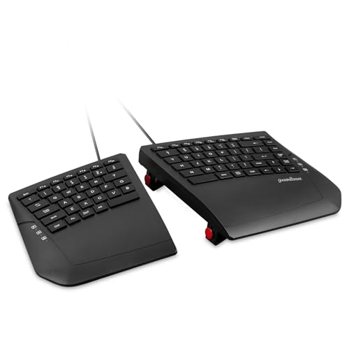 Perixx PERIBOARD-524B US, [Firmware Updated] Wired Ergonomic Split Keyboard - Up to 2 Ft Seperation - Adjustable Tilt Angl...