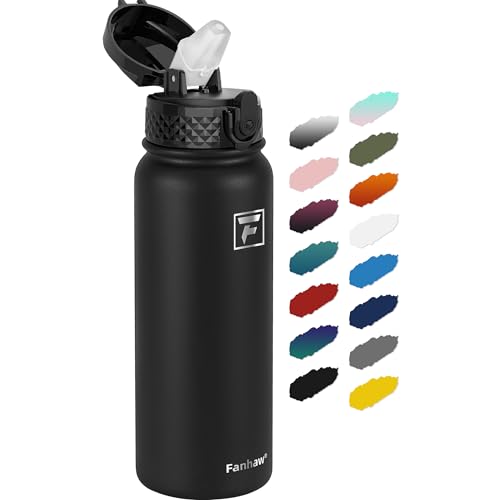 Fanhaw 20 oz Insulated Stainless Steel Water Bottle with Straw Lid, Leakproof & Anti-Dust Sports Bottle for Kids, Women & ...