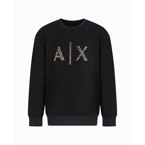 Armani Exchange mens Black and Gold Crewneck