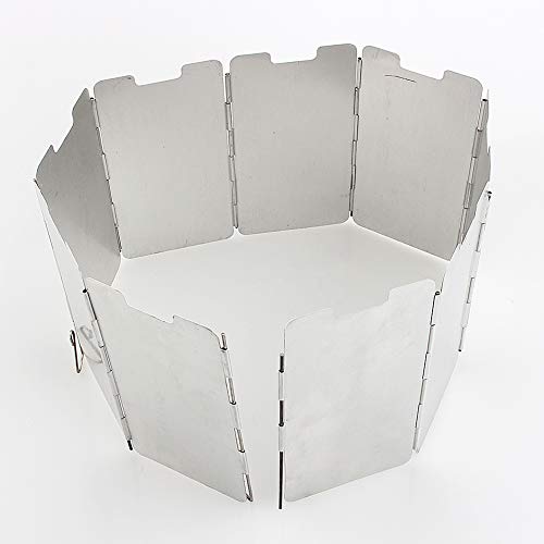 Foldable Outdoor Camping Stove Windscreen, 9-Plate Survival Cooker Gas Stove Wind, Metal Material, Compatible for Camp and...