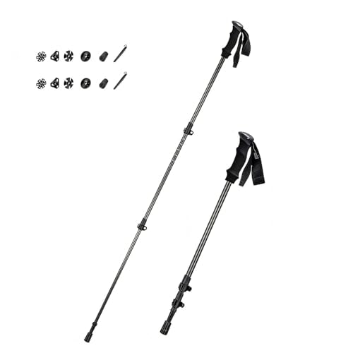 Neustrend Trekking Poles, Carbon Fiber and Wolfram, Adjustable 24-53 Inches, Lightweight 0.44 Lbs, Shock Absorbing with EV...
