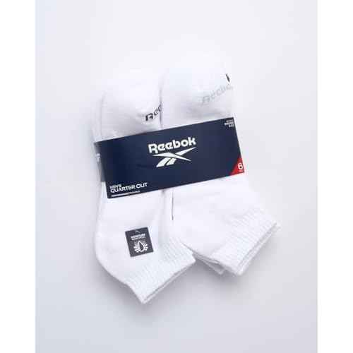 Reebok Men's Quarter Socks - 6 Pack Cushion Quarter Cut Ankle Socks for Men - Breathable Men's Athletic Socks (Size: 6-12.5)