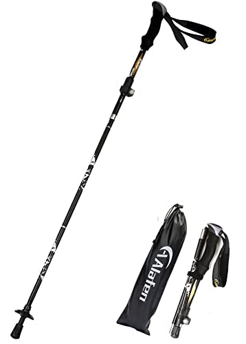 A ALAFEN Aluminum Collapsible Ultralight Travel Trekking Hiking Pole for Men and Women (Fits 5'3" - 6'2")