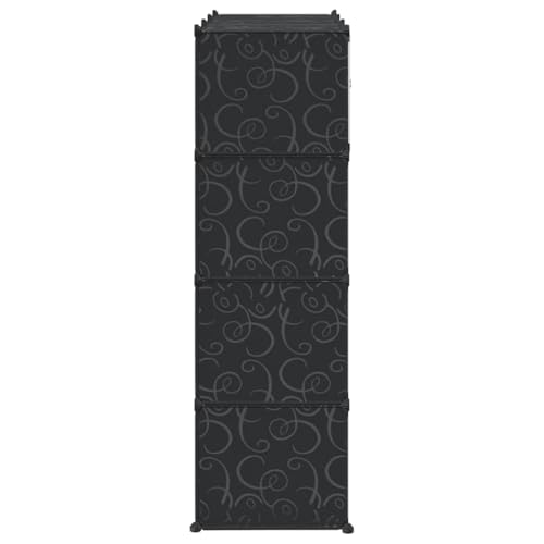 Teenpull Modular Closet Cabinet Storage Lockers Clothes Locker Hanging Wardrobe, Black & White Plastic Shelves for Bedroom, Closets, Clothing - Modern Design