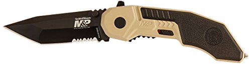 Smith & Wesson M&P SWMP3BSD 7.1in S.S. Assisted Folding Knife with 2.8in Serrated Tanto Blade and Aluminum Handle for Outd...