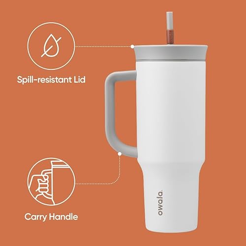 Owala Stainless Steel Triple Layer Insulated Travel Tumbler with Spill Resistant Lid, Straw, and Carry Handle, BPA Free, 4...