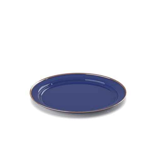 GSI Outdoors Mesa 2-Person Enamelware Dining Set 6-Pieces ? Lapis with Bronze-Finished Stainless Steel Rim, Dishwasher Safe, Lapis