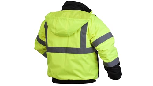 Pyramex RJ32 Series Waterproof Hi-Vis Orange Lime Bomber Jacket with Quilted Lining - Size Large