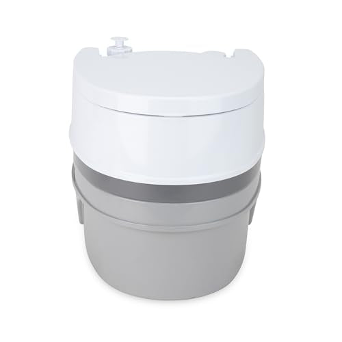 Camco RV Premium Travel Toilet - Features a 5.3-Gallon Detachable Holding Tank, Pump Flush Design & Spring-Loaded Latch (4...