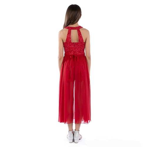 Speechless Girls' High Neck Romper Maxi Walk-Through Party Dress