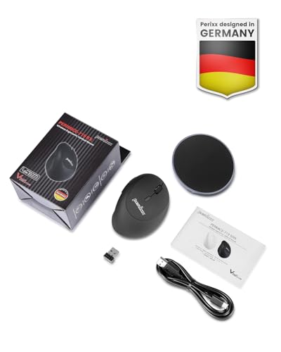 Perixx PERIMICE-719RX Wireless 2.4G Rechargeable Ergonomic Mouse - Duo Wired and Cordless Charging Feature - Wireless Char...