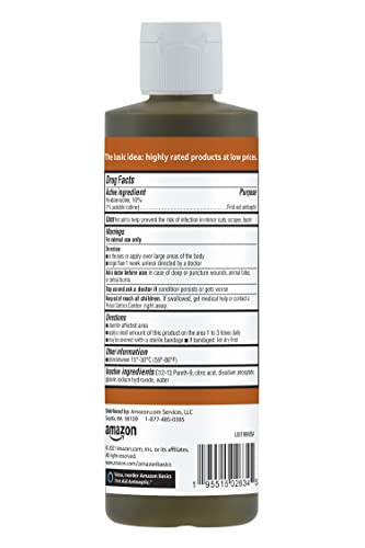 Amazon Basics First Aid Antiseptic, 10% Povidone Iodine Solution First Aid Antiseptic, Unflavored, 8 Fluid Ounces, 1-Pack...