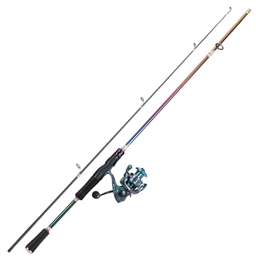 Sougayilang 2 Packs Spinning Fishing Reel Rod Combo, Two Pieces Colorful Poratble Light Weight Fishing Rod with Powerful F...