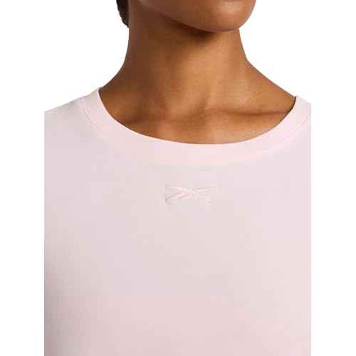 Reebok Women's Embroidery Hit Long Sleeve Crewneck Top, Standard Fit, Lightweight Stretch Cotton Fabric