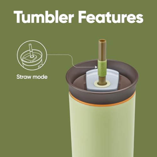 Owala Stainless Steel Triple Layer Insulated Travel Tumbler with Spill Resistant Lid and Straw, BPA Free, 24 oz, Brown/Gre...
