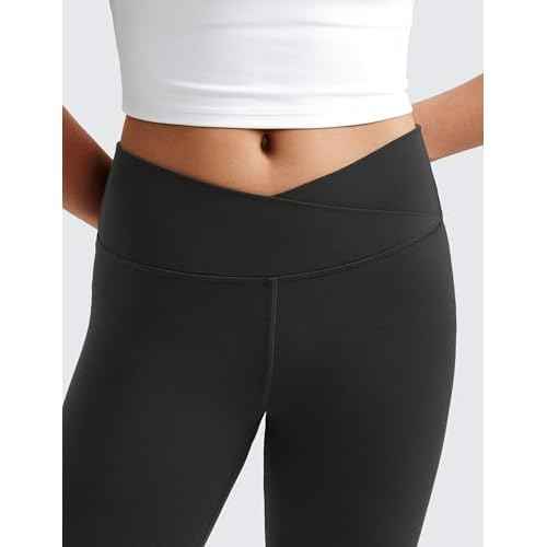 CRZ YOGA Girls Butterluxe Crossover Waist Yoga Flare Leggings - Dance Casual Athletic Pants Bell Bottoms Kids Teen