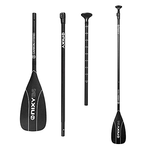 NIXY Carbon Fiber Hybrid SUP Paddle Adjustable 3-Piece Stand Up Paddleboard Paddle – Blade Size 90 - Lightweight and Float...