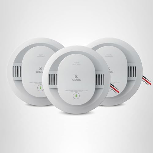 Kidde Hardwired Smoke Detector for Home, 10-Year Battery Backup, Interconnectable, Voice Alerts, 3-Pack