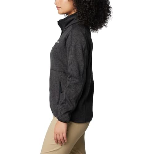 Columbia Womens Sweater Weather II Full Zip Fleece Jacket, Black Heather, Medium