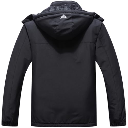 MAOYSSEN Men's Mountain Winter Coat Warm Fleece Ski Snow Jacket Waterproof Raincoat with Hood