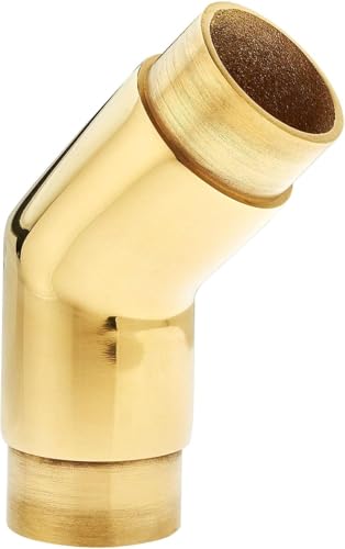 Stylentdecor Bar FootRail 135 Deg Elbow - Complete Undercounter Mount Hardware - Brass Polished 2 Inch