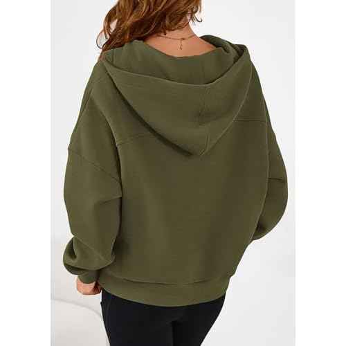 PRETTYGARDEN Womens Hoodies Cropped Fleece Sweatshirts 2025 Fall Fashion Quarter Zip Pullover Long Sleeve Tops Winter Clothes