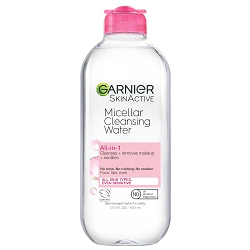 Garnier Micellar Water, Hydrating Facial Cleanser & Makeup Remover, Suitable for Sensitive Skin, Vegan, Cruelty Free, 13.5...