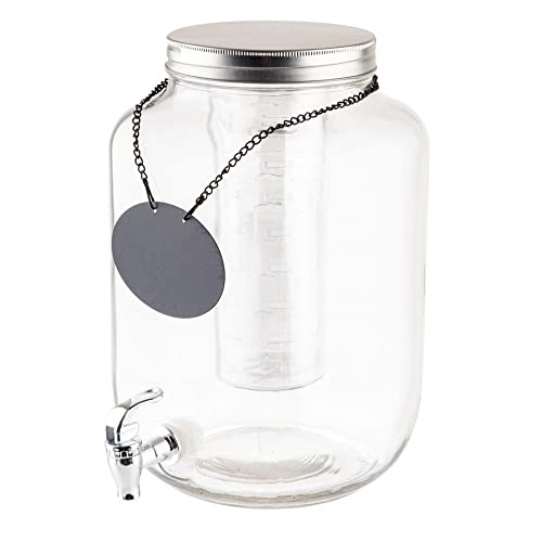 TableCraft BDG3000, 2 Gallon Mason Jar Glass Beverage Dispenser, 7.75" x 10.25" x 12.25", Includes Chrome Plated Faucet, I...
