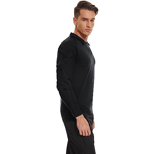 TACVASEN Men's Tactical Shirt Long Sleeve Combat Shirt 1/4 Zip with Pockets Military Army Paintball Airsoft Breathable