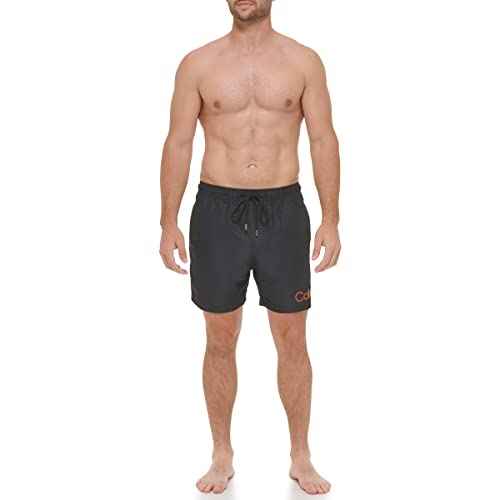 Calvin Klein Men's Standard Uv Protected Quick Dry Drawstring Patterned Swim Trunk