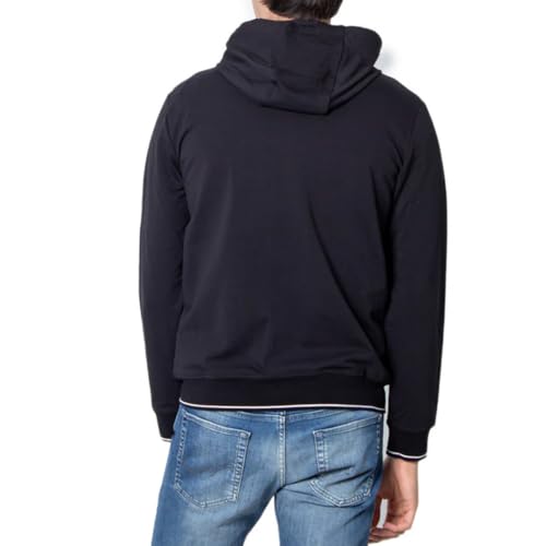 Armani Exchange Men's Logo Regular Fit Stretch Cotton Zip Up Hooded Sweatshirt, Black, X-Large