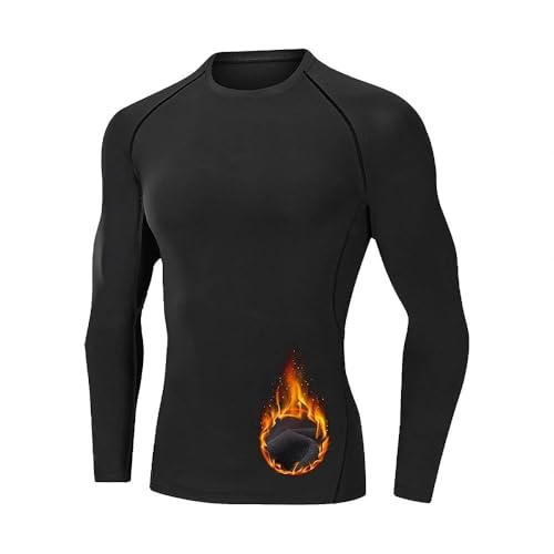 Men's Thermal Compression Shirt Fleece Lined Long Sleeve Athletic Base Layer Cold Weather Gear Workout Top