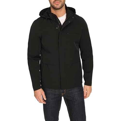 Cole Haan mens Long Sleeve Hooded Rain Parka