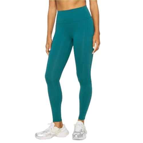 Fabletics Women's On-The-Go PowerHold High-Waisted Legging, Maximum Compression, Flattering, XL/Regular | 27, Green Abyss