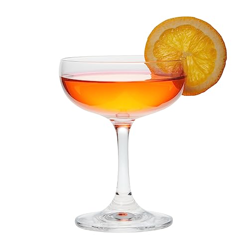 Juvale Coupe Glasses Set - 6 Count, 7 oz, Clear, Vintage-Inspired - Dishwasher Safe Cocktail Glasses for Parties & Bars - ...