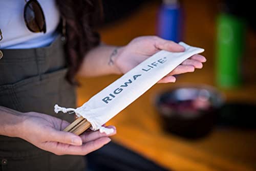 RIGWA LIFE | Custom Bamboo Cutlery | Reusable & Eco-Friendly Travel Utensils | Wooden Utensils for eating | Includes reusa...
