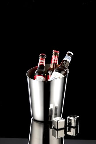 Stainless Steel Champagne Bucket - Stainless-Steel Beverage Tub - Diagonal Ice Bucket with Handle for Cocktail Bar, Wine, ...