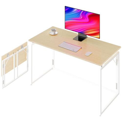 alawooder Folding Desk - 31.5" Wood Top Foldable Desk for Small Spaces | No Assembly Required Compact Desk for Home Offic...