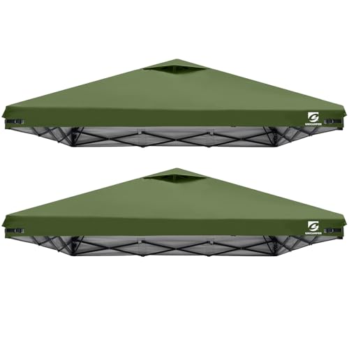 2PCS 10x10 Pop Up Canopy Replacement Top Cover with Air Vent for Straight Leg Canopy Tent, Waterproof for Outdoor Garden P...