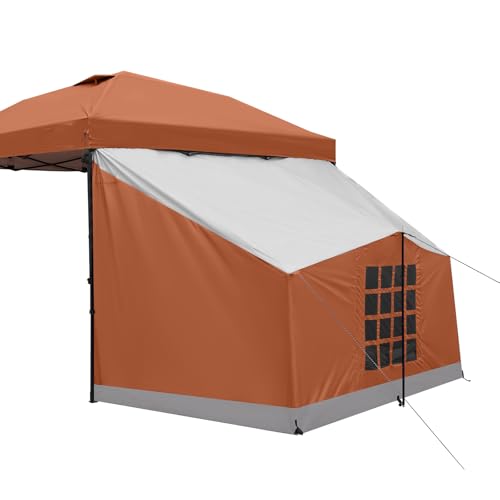 KAMPKEEPER Side Tent for 10 x 10 ft Pop Up Canopy, Easy Setup Gazebo Attachment, Camping Tent Orange (Canopy and Bracket N...