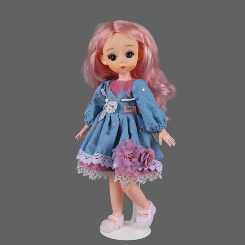 QUEBAN 12-Piece Doll Stand Set for 8-14-Inch Dolls, 5-8-Inch Adjustable Action Figure Stand with Retractable Waistline Dol...
