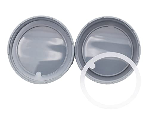 Gray Plastic Handle / Canister Lid by Mason Jar Lifestyle (4 Pack, Regular Mouth)
