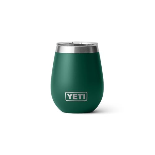 YETI Rambler 10 oz Wine Tumbler, Vacuum Insulated, Stainless Steel with MagSlider Lid, Black Forest Green