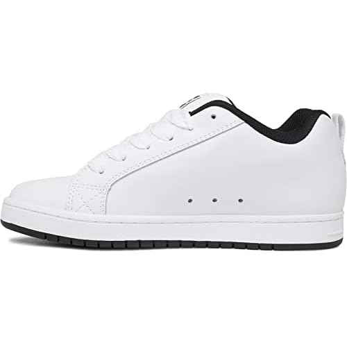 DC Men's Court Graffik Skate Shoe, White/Black/Black,12.5 M US