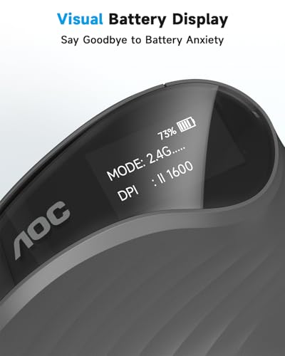 AOC 2.4GHz Ergonomic Mouse, Wireless Bluetooth Vertical Mouse for Work, 4800 DPI Optical Tracking, 5 Adjustable DPI, Quiet...